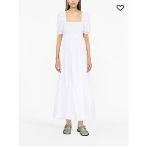 GANNI puff-sleeve organic cotton dress